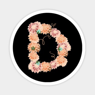 Letter D Floral Magnet